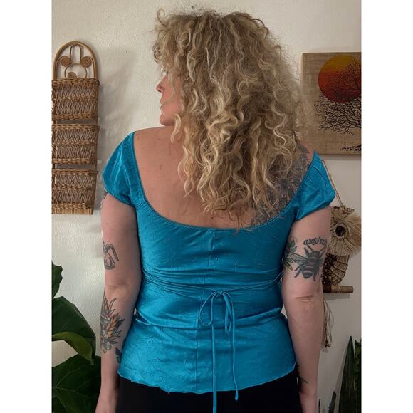 Y2K Blue Fairy Peasant Top - Picture 2 of 10